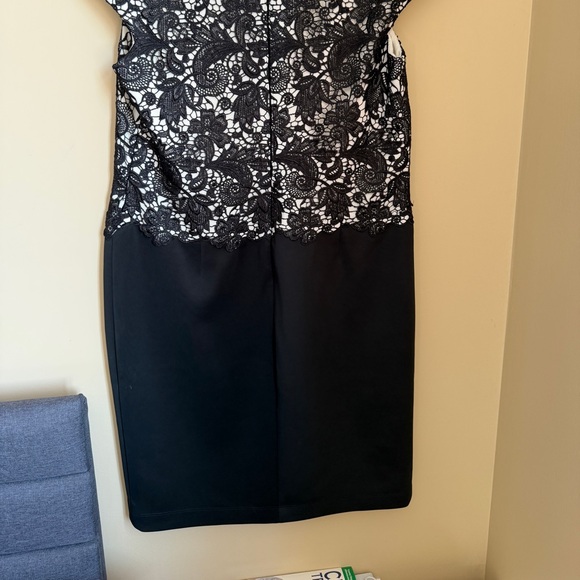 Tadashi Shoji Black Lace Cocktail Dress Size 16 Elegant Sheath Evening Formal - Picture 4 of 13